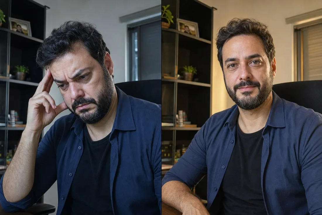 Antes e depois ilustrativo