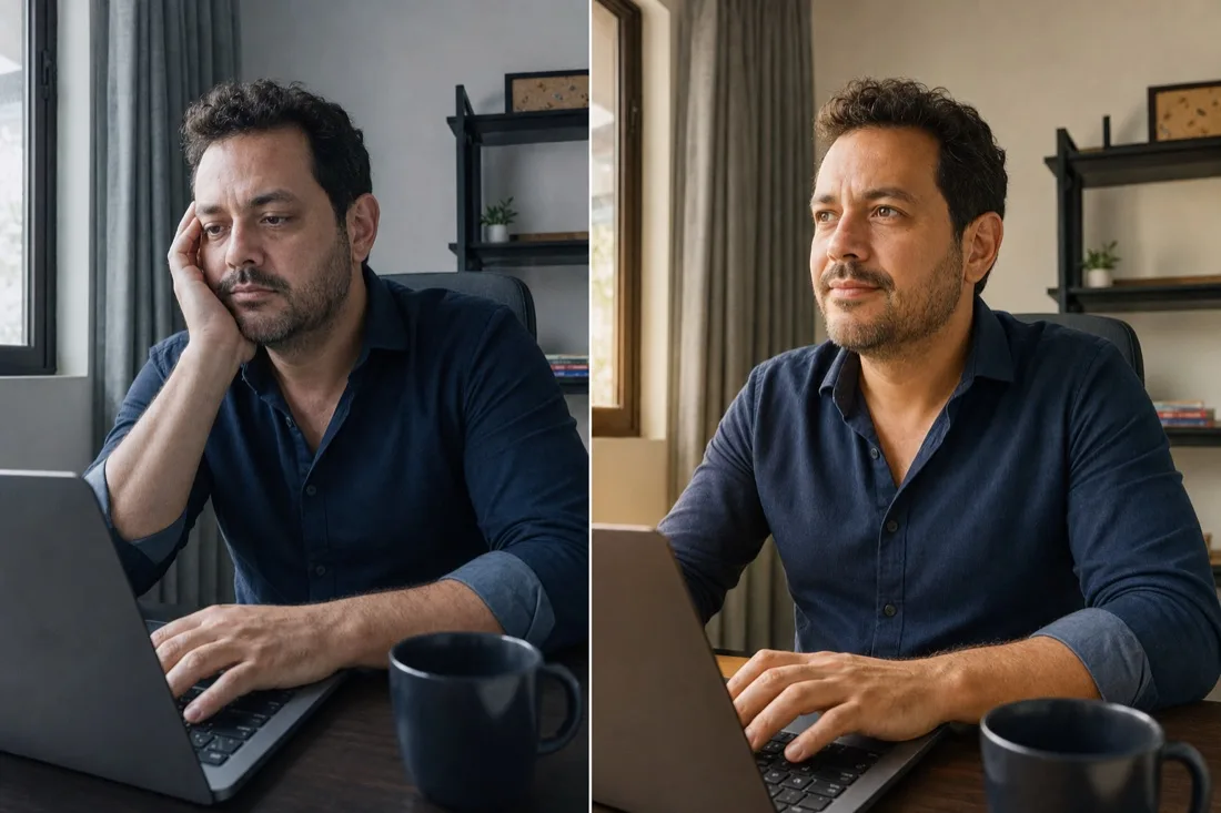 Antes e depois ilustrativo